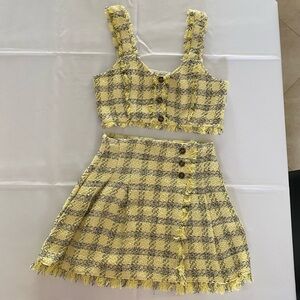 Zara Yellow and Black Tweed Fabric